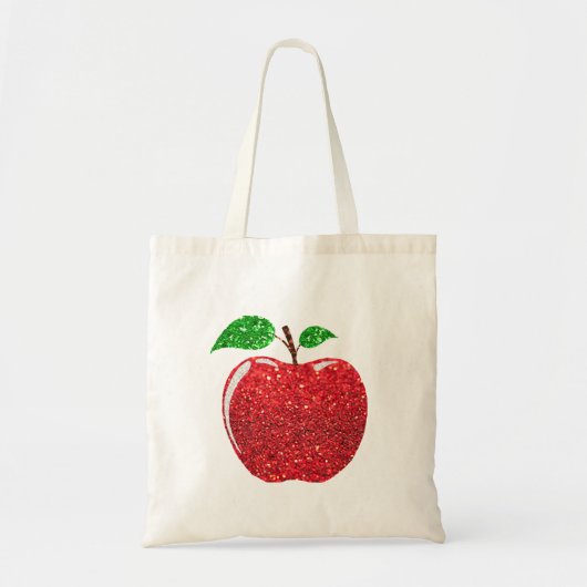Apple Faux Red Glitter Tote Bag (Voorkant)