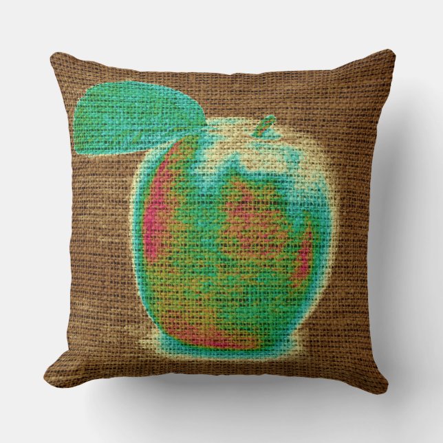 Apple Fine Art over Burlap Linen Jute #4 Kussen (Voorkant)