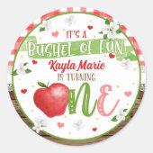 Apple First Birthday Sticker - Bushel of Fun (Voorkant)