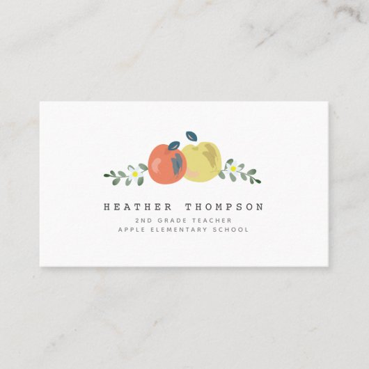 Apple Floral Blanc Simple Carte de visite enseigna (Devant)