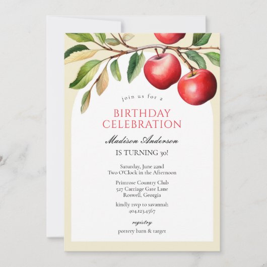 Apple Fruits Birthday Invitation (Devant)