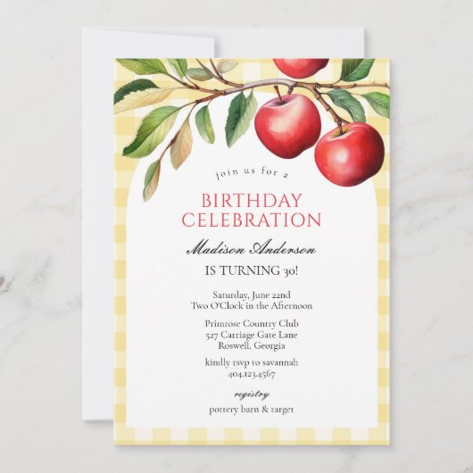 Apple Fruits Birthday Invitation (Devant)