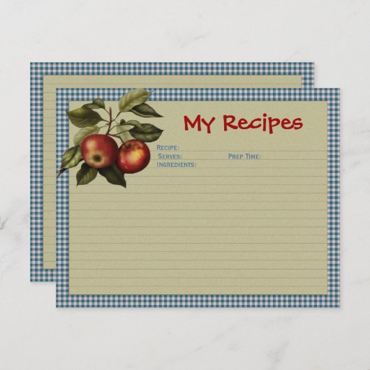 Apple Gingham Recipe Card Kaart (Voorkant / Achterkant)