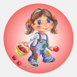 APPLE GIRL door SHARON SHARPE Ronde Sticker