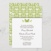 Apple Green and White Butterfly Wedding Invitation Kaart (Voorkant / Achterkant)