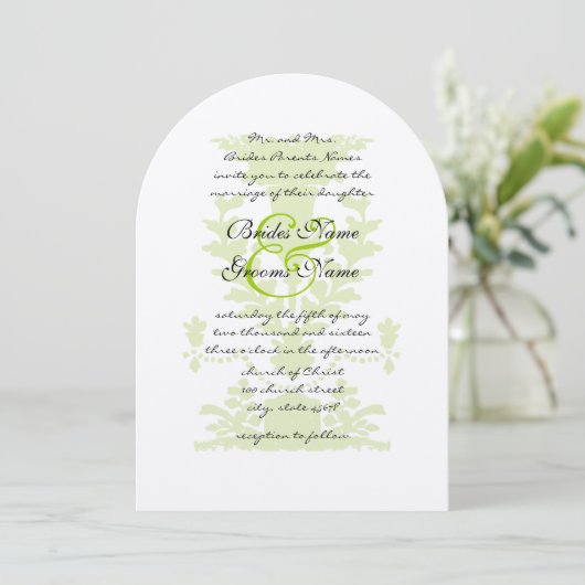 Apple Green Antique Urn Faire-part de mariage (Debout devant)