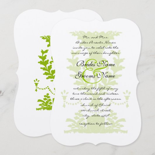 Apple Green Antique Urn Wedding Invitation Kaart (Voorkant / Achterkant)