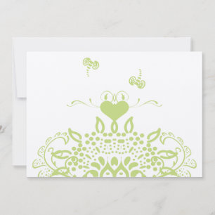 Apple Green Bees and Hearts Wedding Response Kaart