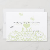 Apple Green Bees and Hearts Wedding Response Kaart (Achterkant)