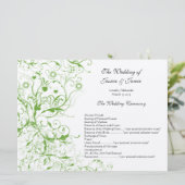 Apple Green Birds Swirl Wedding Order of Service Kaart (Staand voorkant)