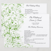 Apple Green Birds Swirl Wedding Order of Service Kaart (Voorkant / Achterkant)