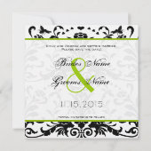 Apple Green Black Bubble bee Damask Save the Date Kaart (Achterkant)