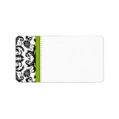 Apple Green & Black Damask Stippen Adresetiketten Etiket (Voorkant)