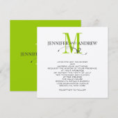 Apple Green Cream Monogram Weddenschap Kaart (Voorkant / Achterkant)