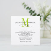 Apple Green Cream Monogram Weddenschap Kaart (Staand voorkant)