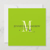 Apple Green Cream Monogram Weddenschap Kaart (Achterkant)