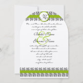 Apple Green Damask Borders Wedding Invitation Kaart (Voorkant)