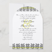 Apple Green Damask Borders Wedding Invitation Kaart (Voorkant)