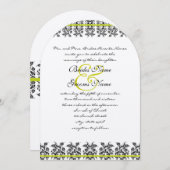 Apple Green Damask Borders Wedding Invitation Kaart (Voorkant / Achterkant)