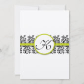 Apple Green Damask Borders Wedding Invitation Kaart (Achterkant)