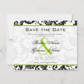 Apple Green Damask Swirls Trouwuitnodiging Save The Date (Voorkant)