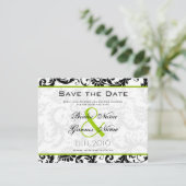 Apple Green Damask Swirls Trouwuitnodiging Save The Date (Staand voorkant)