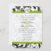 Apple Green Damask Swirls Wedding Invitation Kaart (Voorkant)
