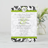 Apple Green Damask Swirls Wedding Invitation Kaart (Staand voorkant)