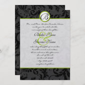 Apple Green Damask Swirls Wedding Invitation Kaart (Voorkant / Achterkant)