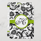 Apple Green Damask Swirls Wedding Invitation Kaart (Voorkant / Achterkant)