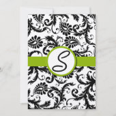 Apple Green Damask Swirls Wedding Invitation Kaart (Voorkant)