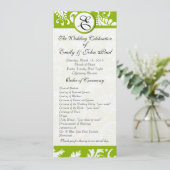 Apple Green Damask Swirls Wedding Programme (Debout devant)