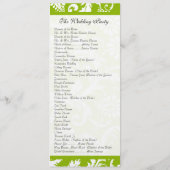 Apple Green Damask Swirls Wedding Programme (Dos)