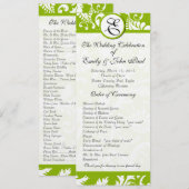 Apple Green Damask Swirls Wedding Programme (Devant / Derrière)
