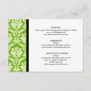 Apple Green Damask Wedding Enclosure Kaart