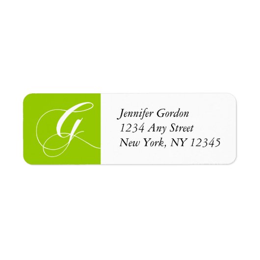 Apple Green Elegant Monogram G Retouradres Label (Voorkant)