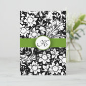 Apple Green Elegante Damask Monogram Uitnodiging (Staand voorkant)