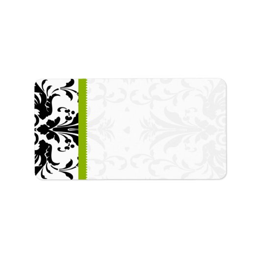 Apple Green- en Black Damask-Stippen Etiket (Voorkant)