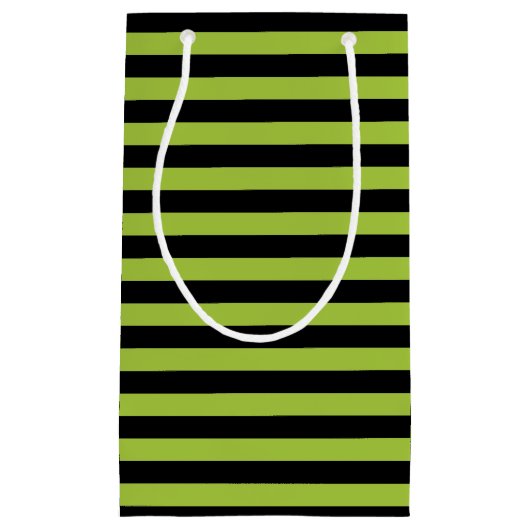 Apple Green en Black Stripes Klein Cadeauzakje (Voorkant)