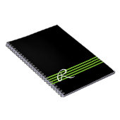 Apple Green en Black Stripes met monogram Notitieboek (Rechterzijde)