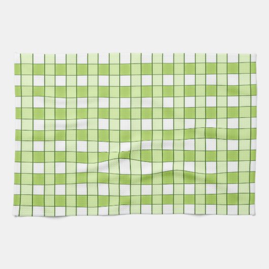 Apple Green en White Checks Kitchen Towel Theedoek (Horizontaal)