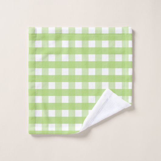 Apple Green en White Gingham controleren Bad Handdoek (Wasdoekje)