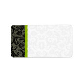Apple Green, Grey & Black Damask Stippen Shipping Etiket (Voorkant)