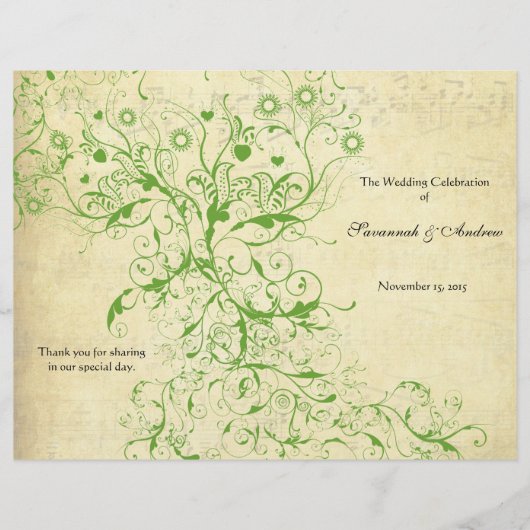 Apple Green Love Bird Swirls Program (Voorkant)