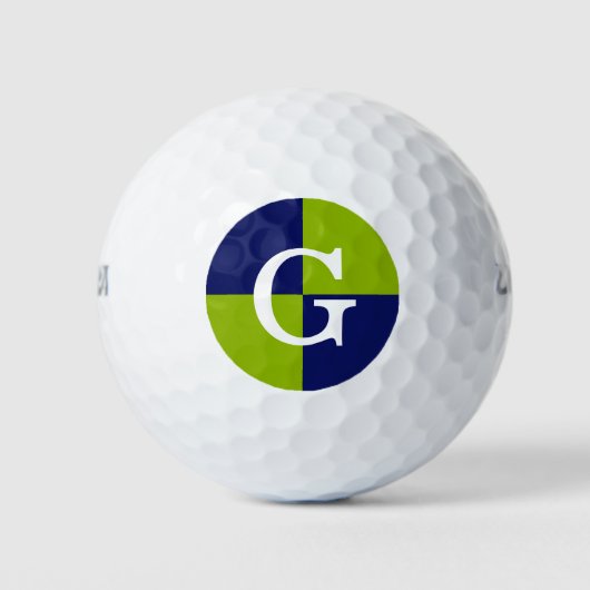 Apple Green Navy Blue LG Checker Monogram Golfballen (Voorkant)