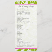 Apple Green & Pink Damask Swirls Wedding Programme Programma (Achterkant)