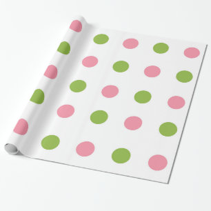 Apple Green Salmon Pink Polka Dot Wrapping Paper Cadeaupapier