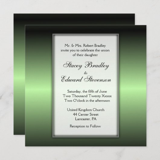 Apple Green Shine Wedding Invitation Kaart (Voorkant / Achterkant)