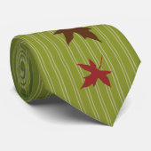 Apple Green Stripes Autumn Leaves Wedding Stropdas (Opgerold)