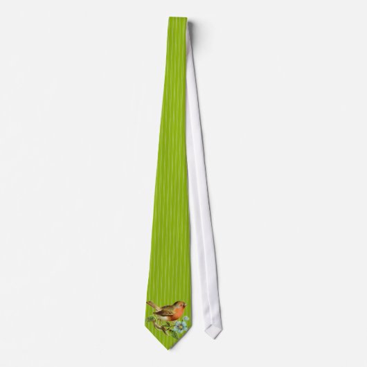 Apple Green Stripes  Bird Wedding Stropdas (Voorkant)